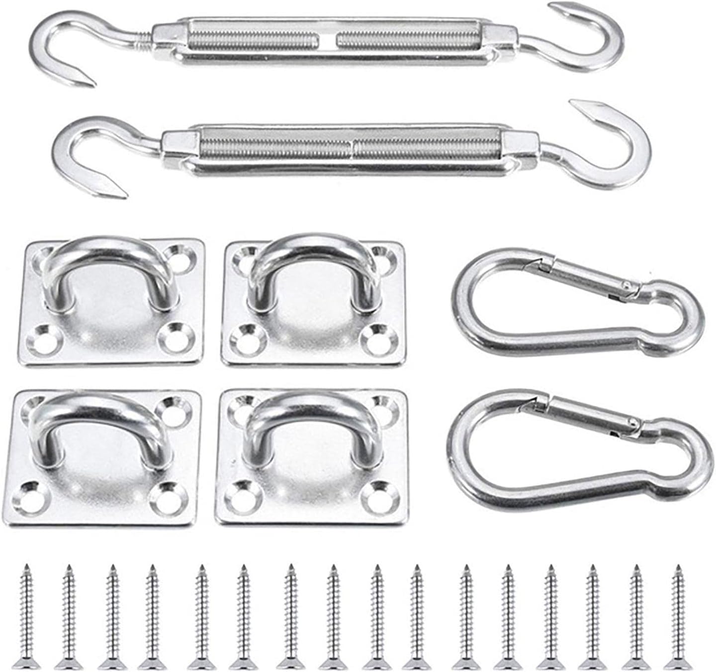 Shade Sail Hardware Kit, Sun Canopy Fixing Accessories Snap Hooks Pad Eyes Awning Attachment Set for Garden Lawn Square Rectangle Shade Sail, 5MM (6MM)