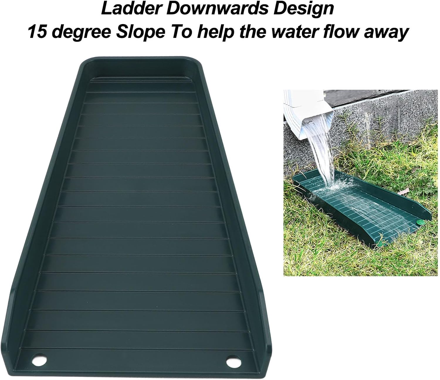 4PCS Downspout Splash Block, Rain Gutter Downspout Extensions, Fixable Downspout Extender with 8 Fixing Nails, Drainage for Protect House (Green)