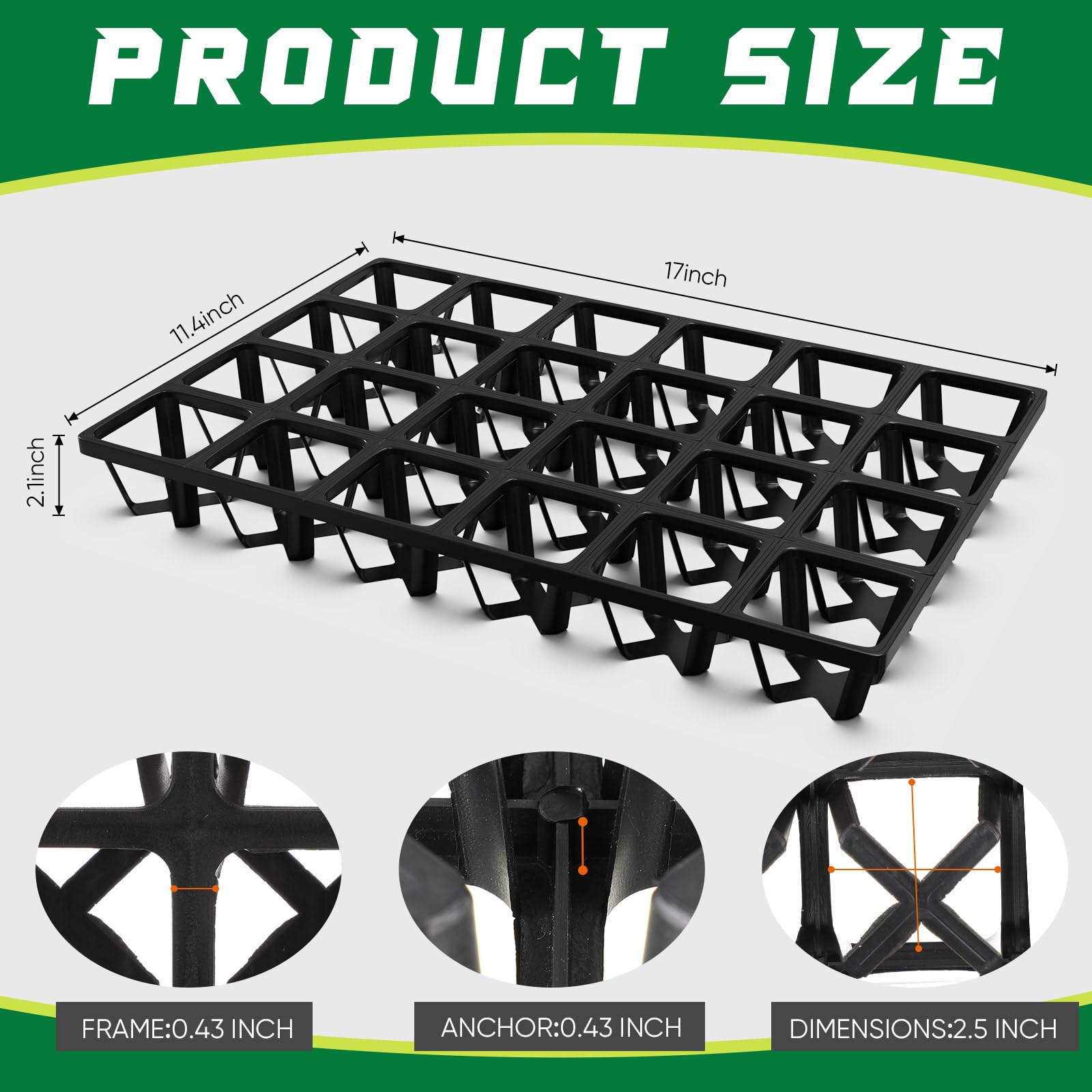 Baderke Paquete de 6 bandejas móviles para macetas, bandeja cuadrada de 24 celdas, bandejas de transporte de macetas de plástico para mover macetas de vivero para plantar propagación, tapones de