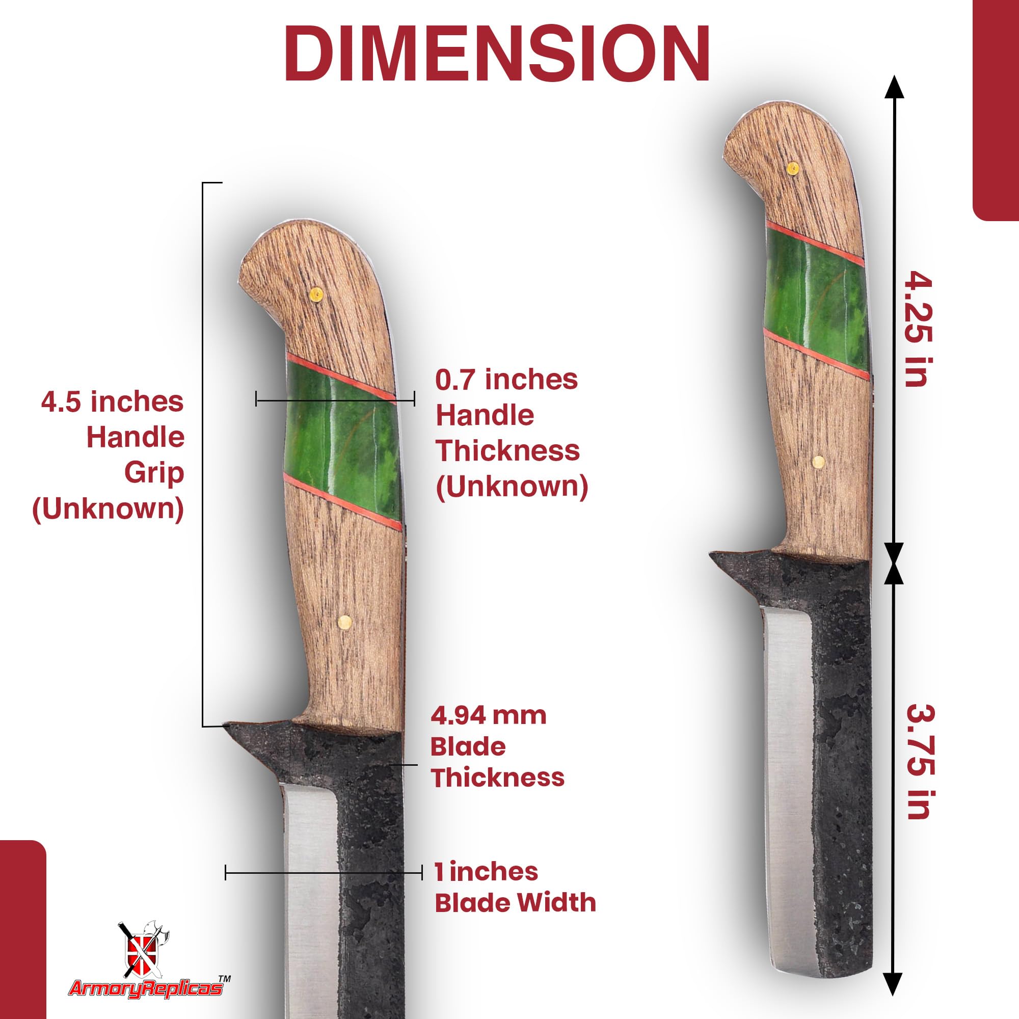 Armory Replicas™ Japanese Style Kitchen Knife Full Tang Veggie Chop Nakiri Knife - Indoor & Outdoor Food Prep, Camping, Cooking, Kitchen