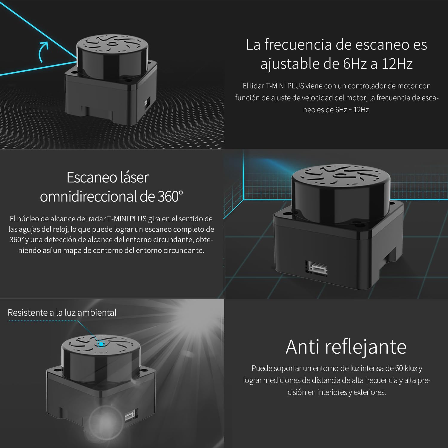 Yahboom YDLIDAR Tmini Plus TOF Ranging Ridar 360°Scanning Sampling Rate 4000/s 360°Omnidirectional Scanning 12Hz Sampling Frequency Adjustable Scanning Frequency (Tmini Plus-12M)