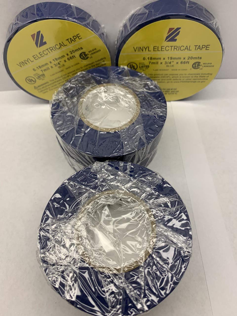 Electrical Tape Matte, Colored Durable Adhesive, Watterproof PVC, Rubber Resin, 60' x 3/4, Flame Retardant (3/4" X 66FT, Package of 8 Rolls, Dark Blue)