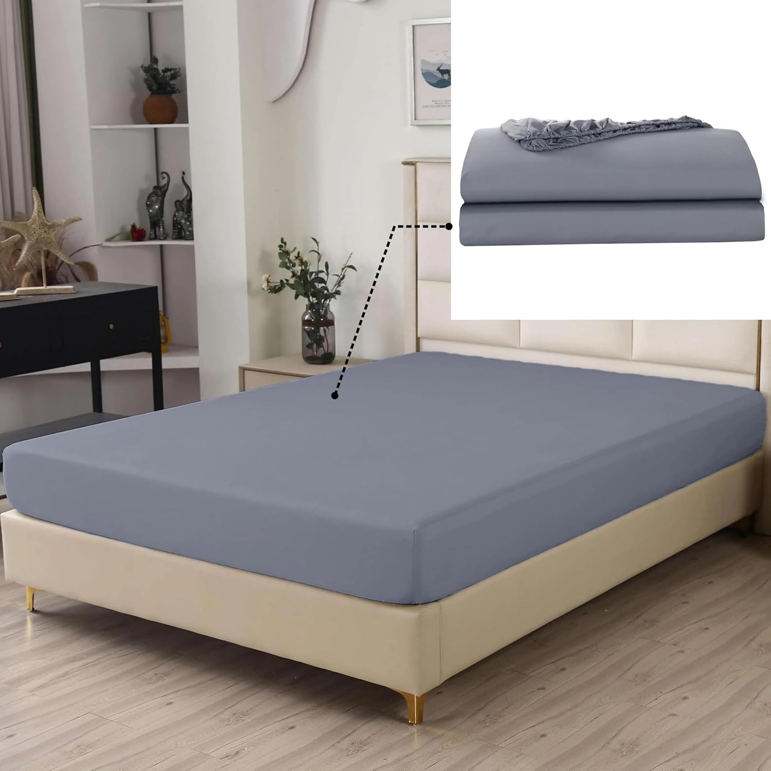 Amazon.com: SDIII 2-Pack Gray Fitted Sheet Twin Size, 100% Washed ...