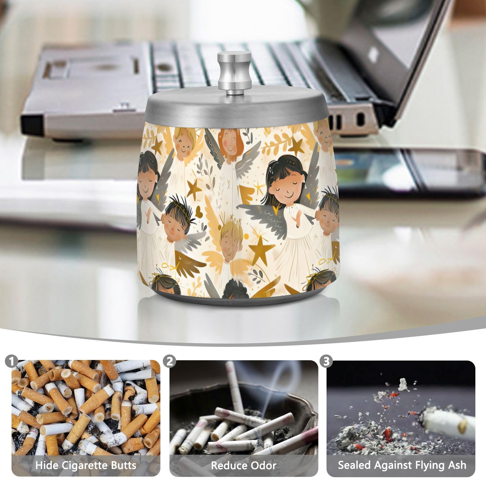 Amazon.com: FUQIUMI Lots Of Little Angels Ashtray with Lids