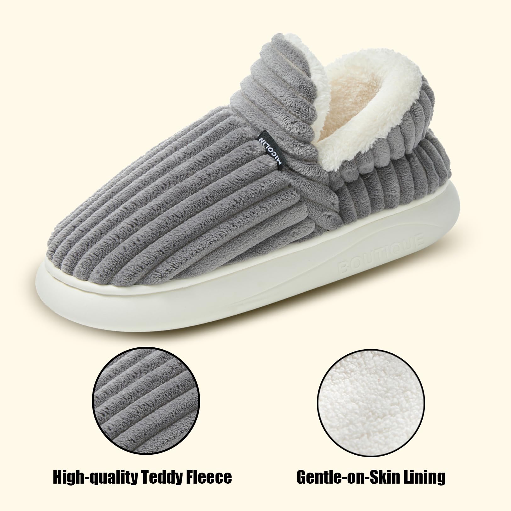 Misolin Pantofole Donna Invernali Peluche Ciabatte Casa Comode Pelose Inverno Scarpe Autunno Memoria Schiuma Antiscivolo Suola Cotone Morbida