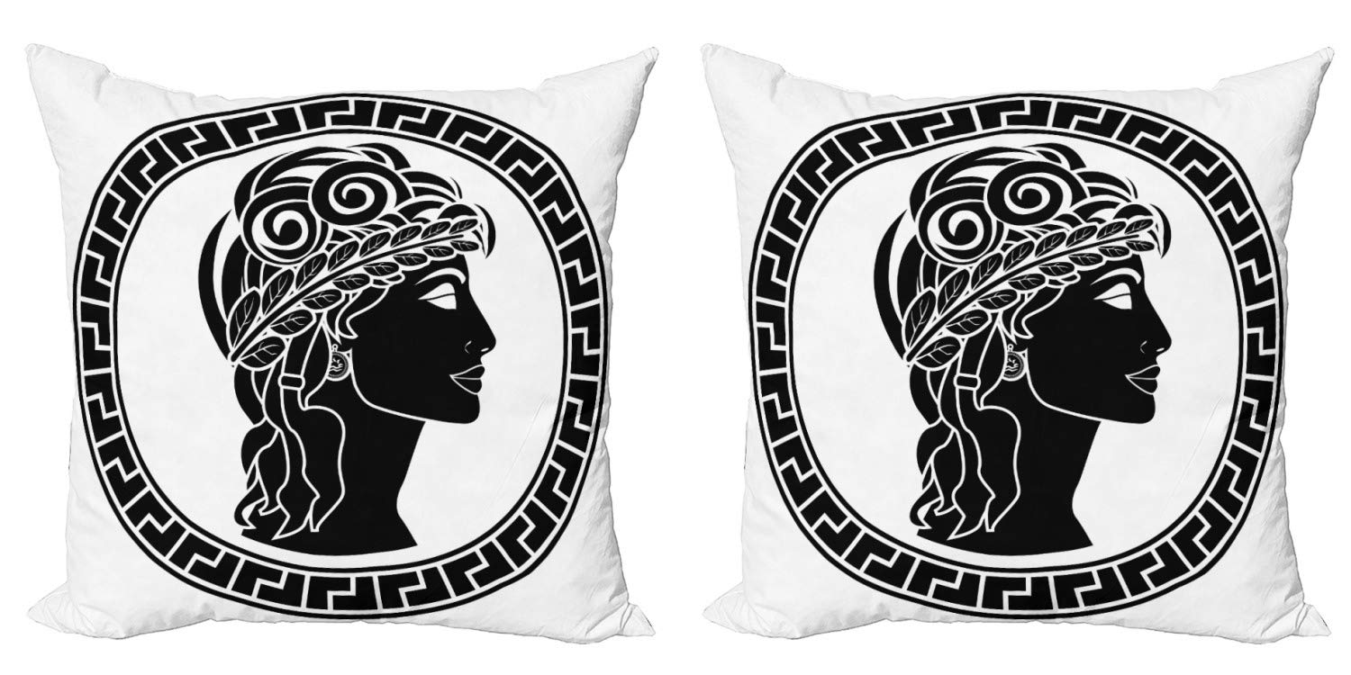 ABAKUHAUS Grigio Federe Cuscini Set di 4, A Punta Motivi