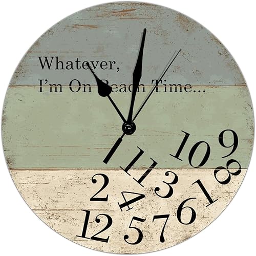 Reloj de pared de madera rústica, 12 pulgadas, movimiento de barrido silencioso, estilo vintage, fácil de leer disponible en Yaxa Peru