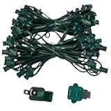 Wintergreen Lighting C7/E12 Light Stringer, E12 Sockets, 12” Socket Spacing, Outdoor String Light Patio Christmas Lights, Fits C7 Size Incandescent or LED Bulbs (100 ft / 100 Sockets, Green Wire)