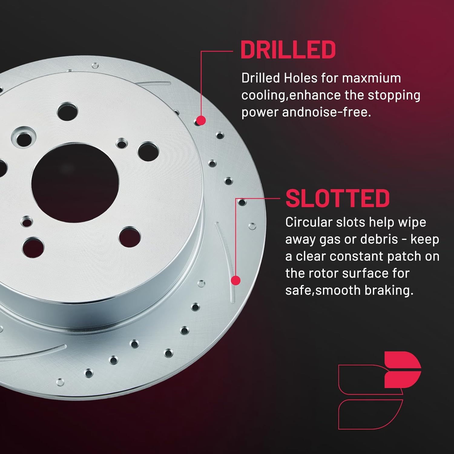 BDFHYK Rear Brake Kit Compatible with Toyota Camry 07-11, Avalon 08-12, Compatible with Lexus ES350 07-12, V6 3.5L, Drilled Slotted Brakes Rotors and Ceramic Brake Pads, Replace S-31433, D-1212