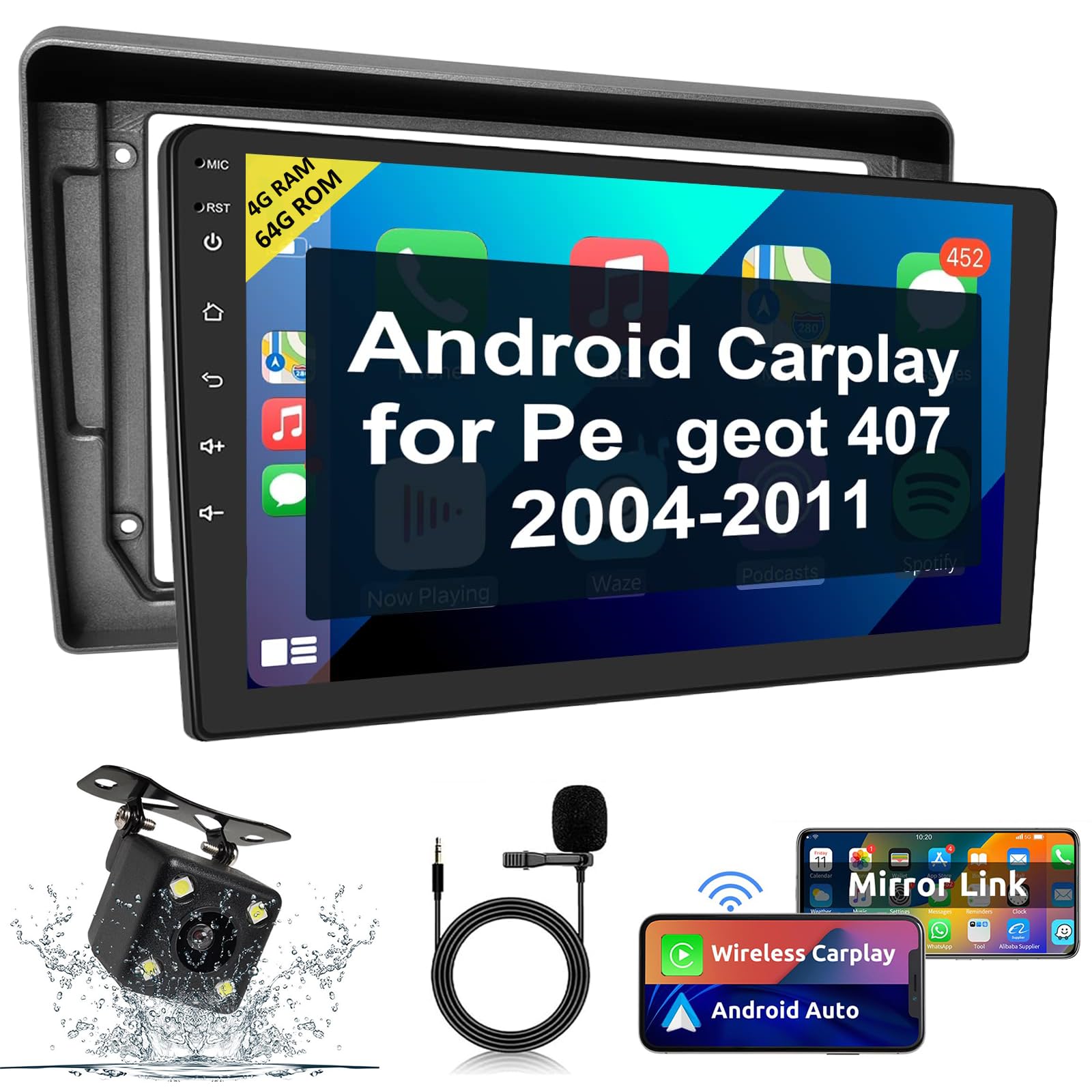 Navegador GPS Carplay con WiFi 5G para renovar tus viajes en Peugeot 407 8