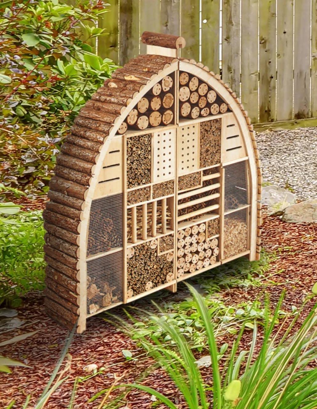 Kobolo Insektenhotel Luxury XXL in Bogenform 101x23x109 cm Braun