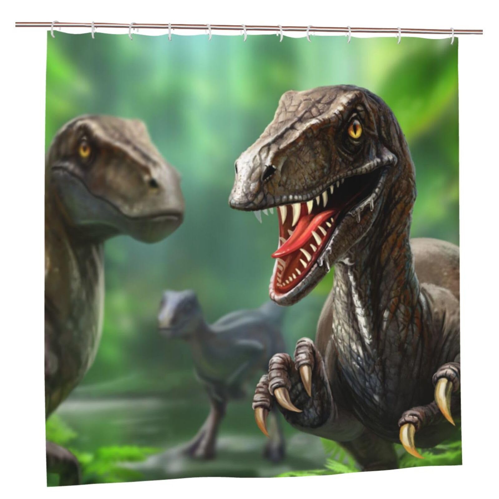 Oudrspo Dinosaurs Nature Unique Designer Artwork Shower Curtain 72x72 Inch - Polyester Bathroom Decor with Metal Grommets