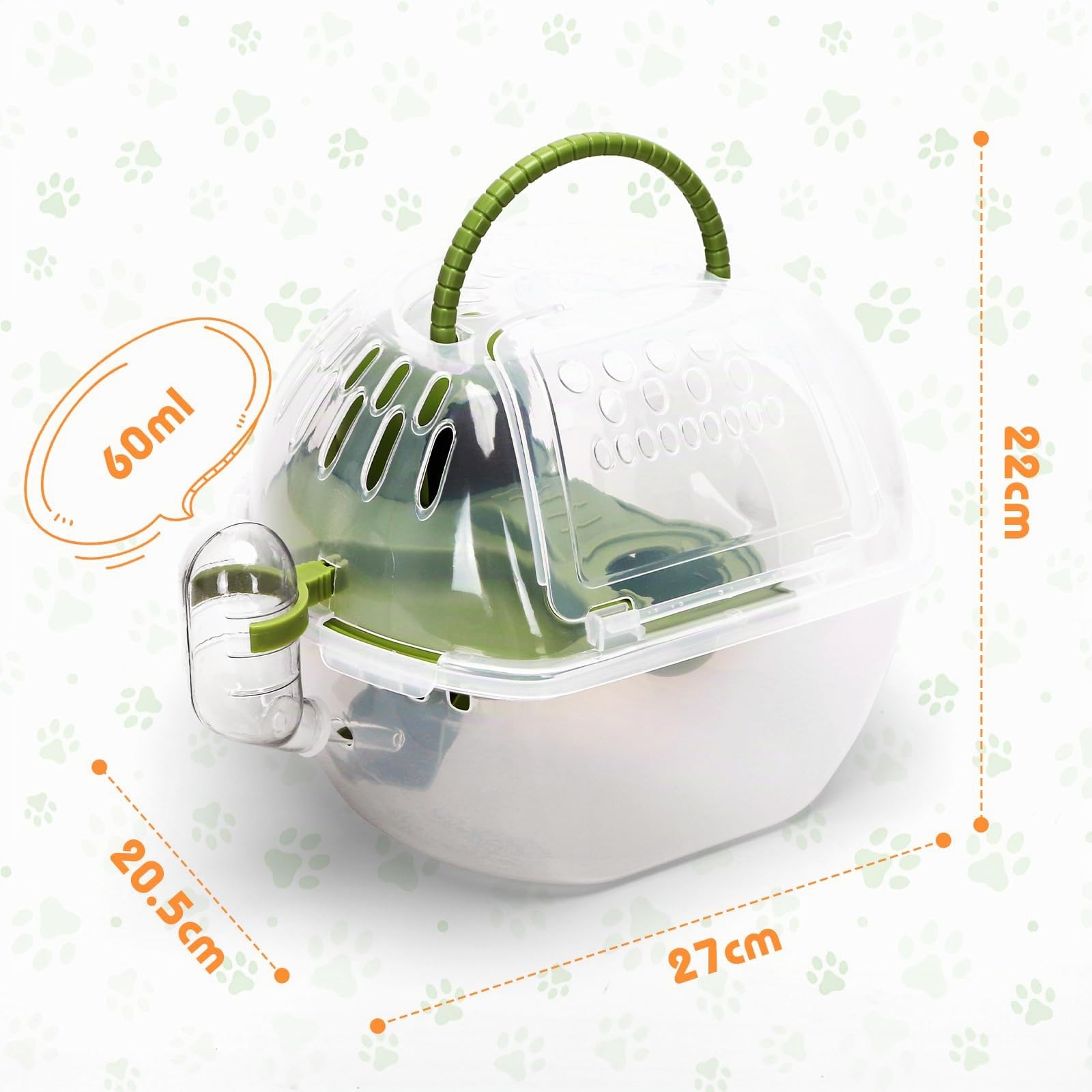 Nobleza - Cage transporteur portable pour petits animaux, cage ventilée (27 x 20,5 x 17 cm)