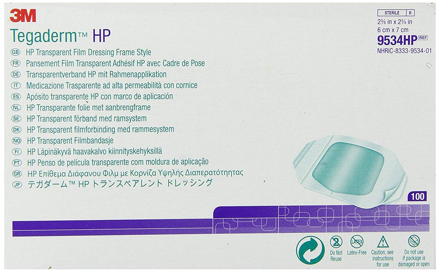 3M Health Care 9534HP Apósito de película, 2 3/8" x 2 ¾", tamaño transparente (paquete de 400)
