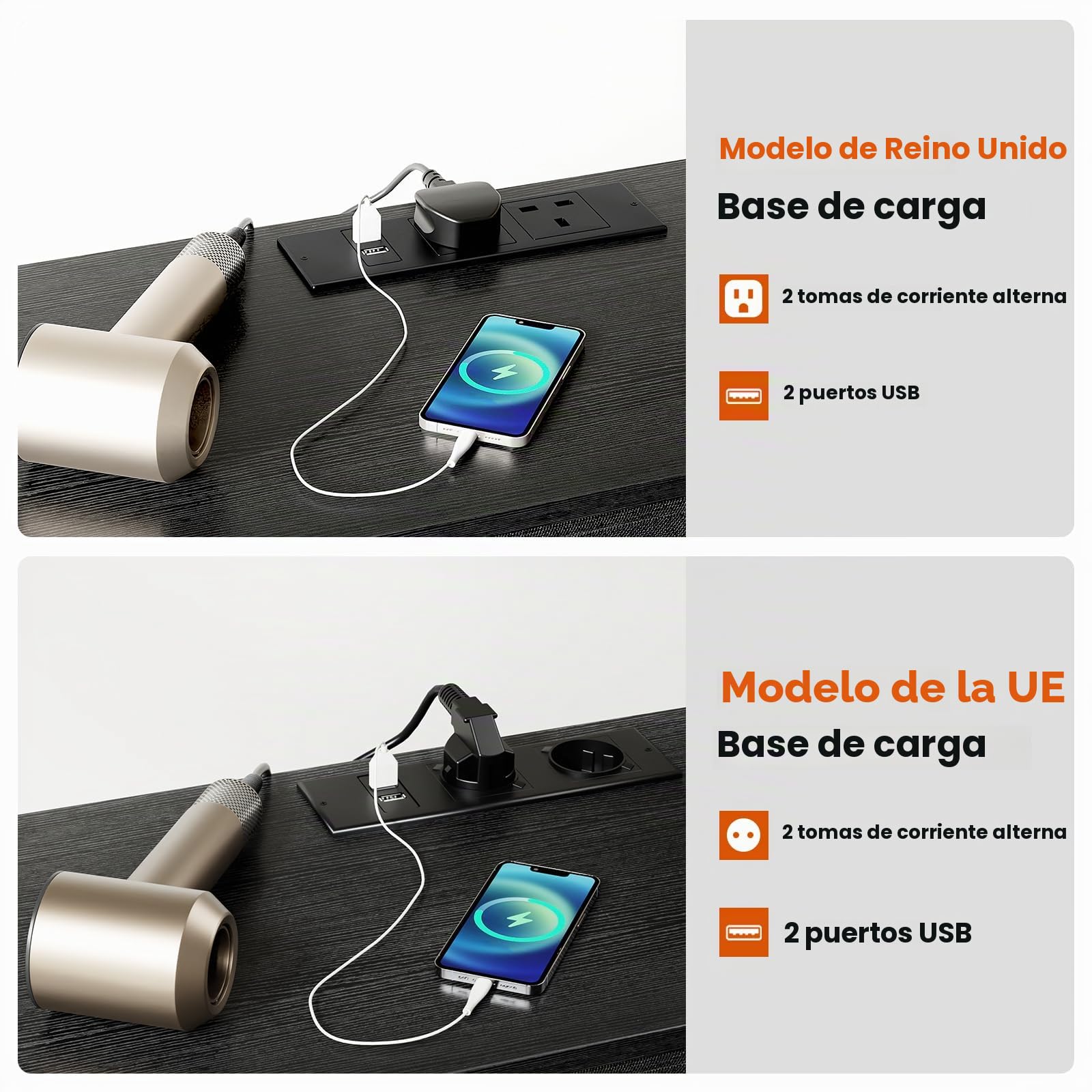 Cómoda de 170 cm con estación de carga y luz LED, mesa de tocador giratoria con 10 cajones de tela y bolsillos laterales, mesa de maquillaje moderna para oficina en casa, gris negro