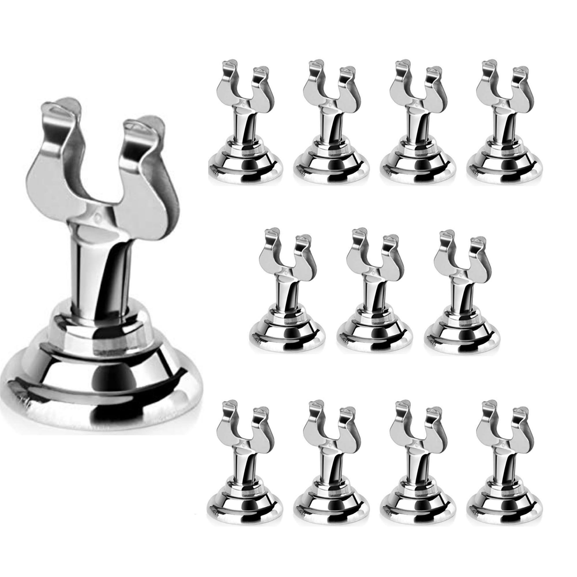 12 soportes para números de mesa, soportes para tarjetas de lugar para mesa, elegante soporte para tarjetas de mesa, ideal para bodas, banquetes, fiestas de aniversario (plateado) (1.5 pulgadas)