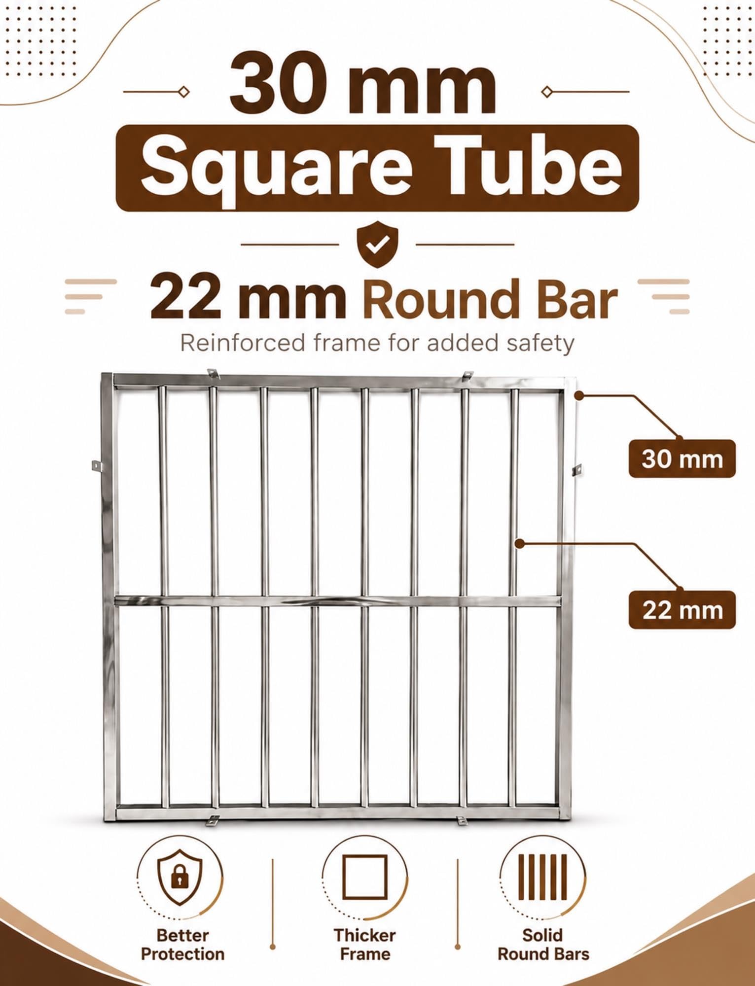 Reja fija de seguridad, separación 8-9 cm, para ventana de sótano