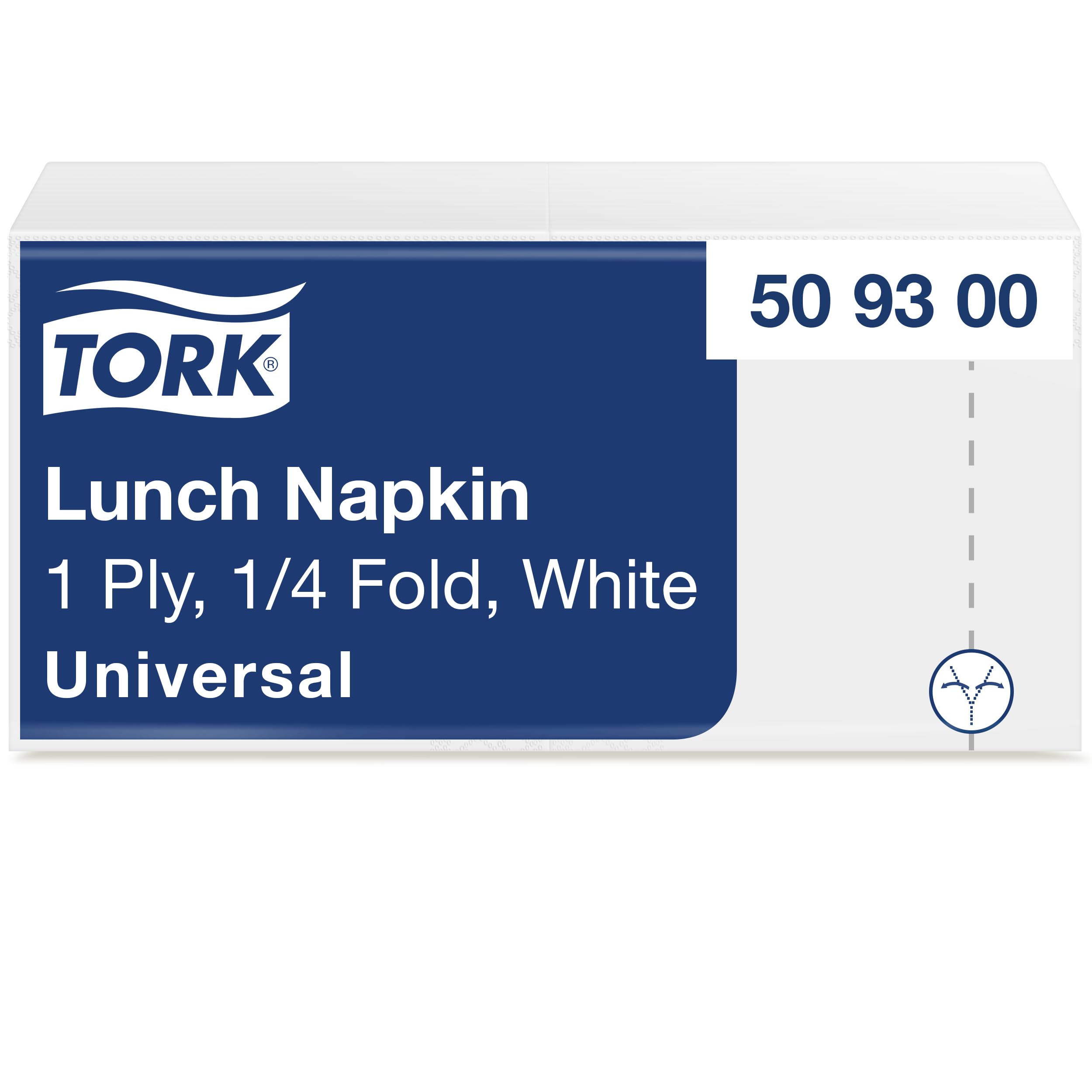 (4000 Napkins) Tork 509300 Lunch Napkin White 1-Ply Paper 8 Pack of 500 1/4 Fold