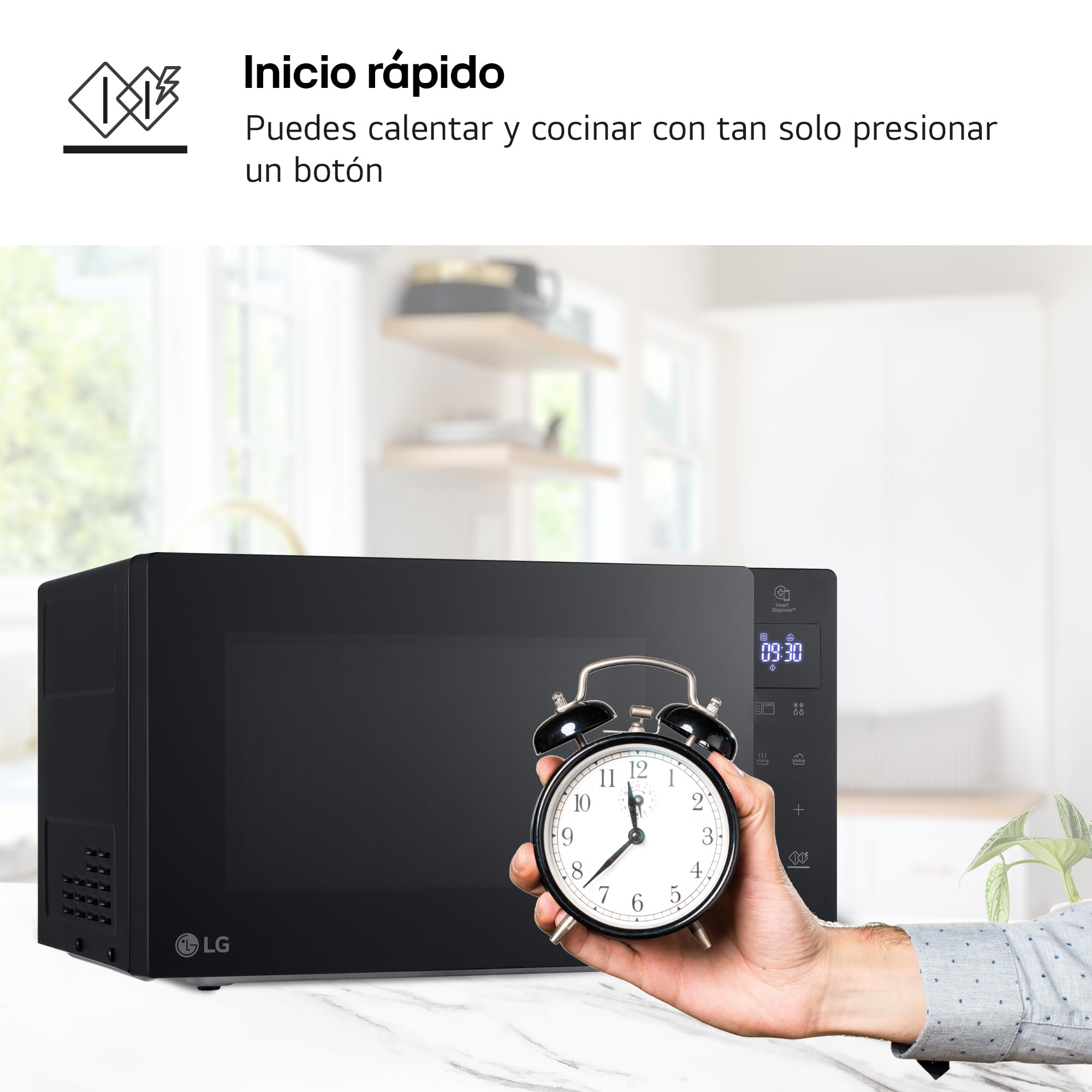 LG MH6032GAS - Microondas con Grill, 2 en 1, Capacidad de 20L y 700W, Pantalla Táctil,Tecnología EasyClean de facil limpieza, Cocina Más Rápido, Mantiene Sabor y Nutrientes, Color Negro