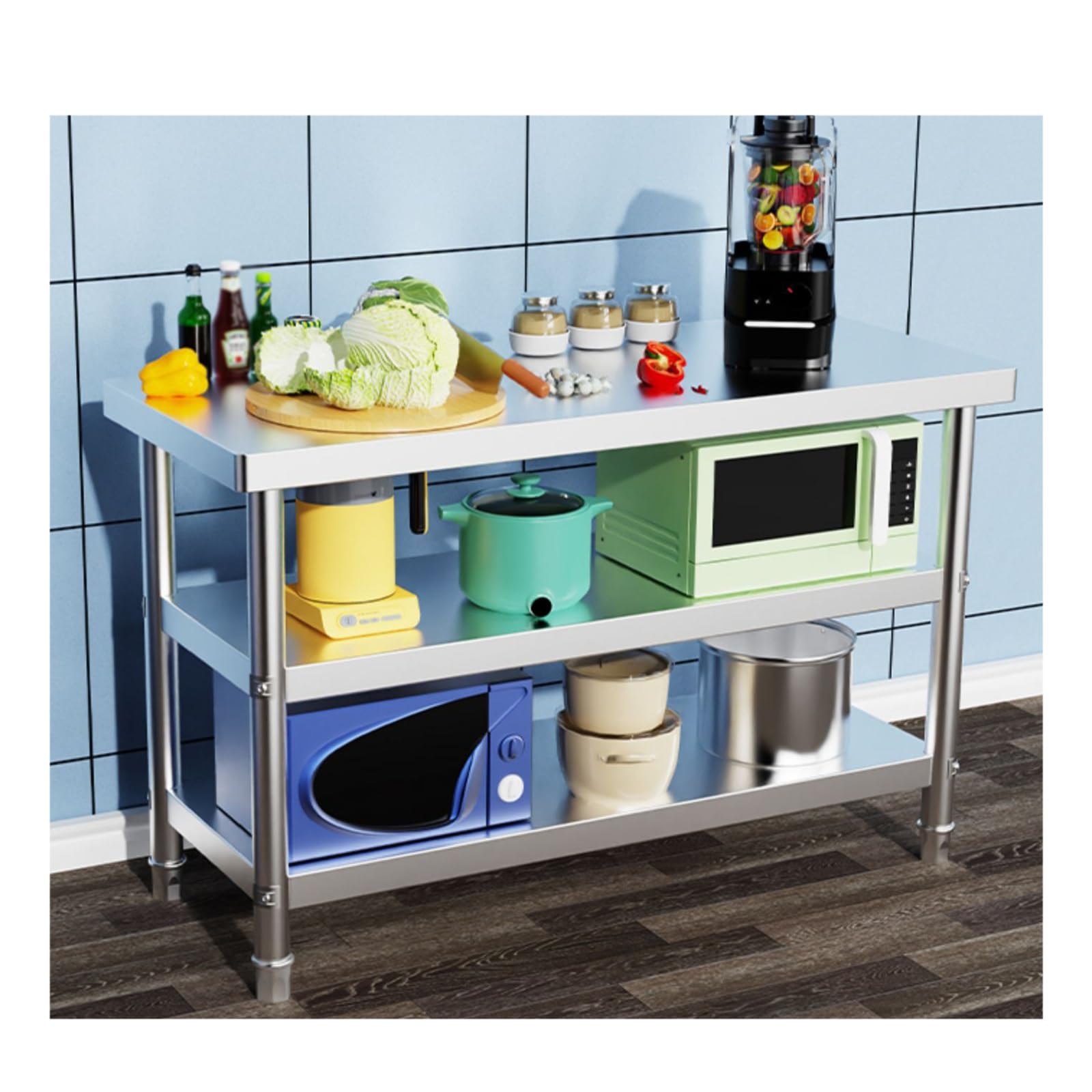 kitchen prep table, Sturdy and Durable, with Adjustable Legs and Easy Installation(100 * 40 * 80cm/39.3 * 15.7 * 31.5in)