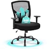 ALPHA HOME Heavy Duty Office Chair Ergonomic, Mid Back Mesh Computer Chair with Lumbar Support, Desk Chair Adjustable Armrest & Seat Cushion, SGS Certified