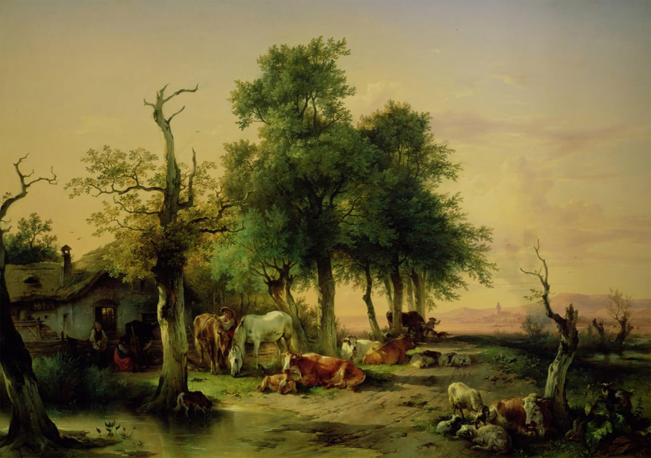 POSTERIIk Vintage Art Print Images Pictures Print Pasture Land by Friedrich Gauermann Modern Colour Posters for Office Home Decor 60x90cm