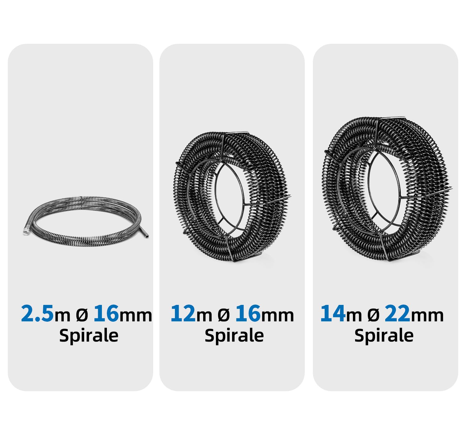 Anbull 850W elektrische Rohrreinigungsmaschine mit 14m Ø22mm,14.5m Ø16mm, 5m Ø10mm Spirale für Ø20-200 mm Rohrleitungen,rohrreinigungsmaschine elektrisch,450U/M Rohrreiniger, rohrreinigungsspirale