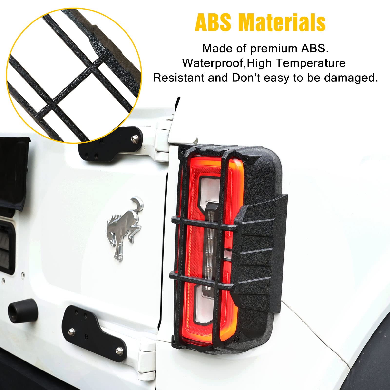 JROAD Bronco Tail Light Guards Rear Light Cover Protector Compatible with Ford Bronco 2021 2022 2023 Exterior Accessories(Not Fit Bronco Sport)