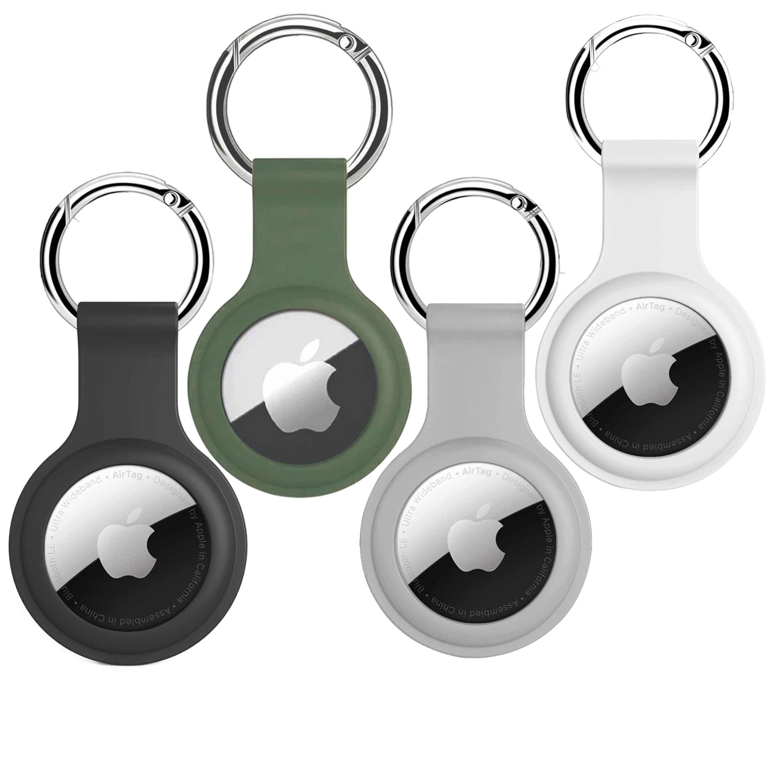 SQUIF Pack of 4 Case for Apple Airtags Silicone Case Protective Cover for Airtag Case Locator Tracker Anti-Lost Device Keychain Protection Sleeve (Black_Green_Grey_White)-image-21