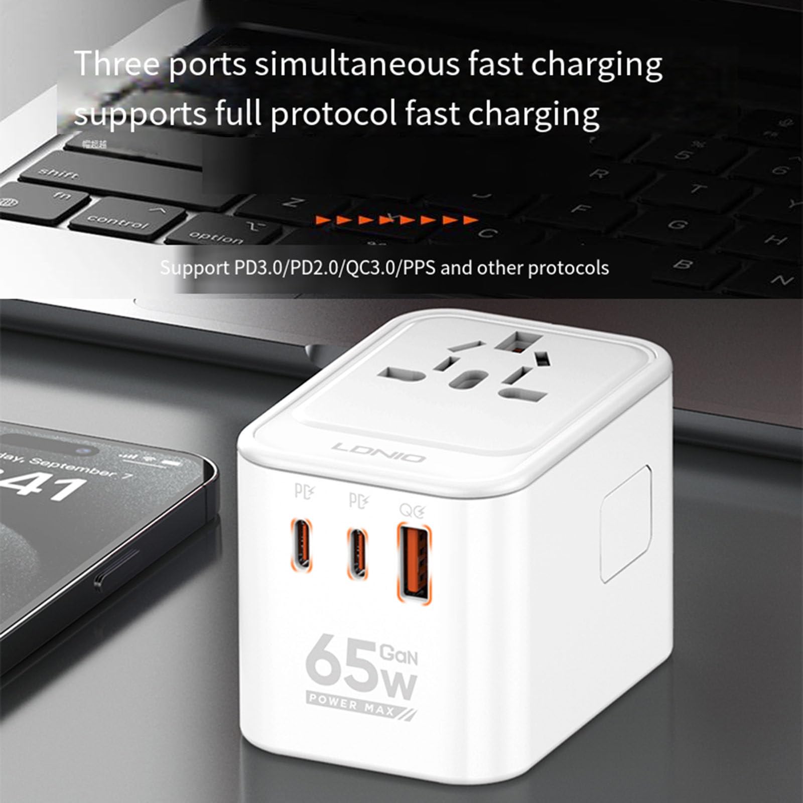 Adattatore da viaggio universale Caricatore da viaggio all-in-one con porte USB Spina di conversione da viaggio in tutto il mondo per ricarica rapida per smartphone da 5 V