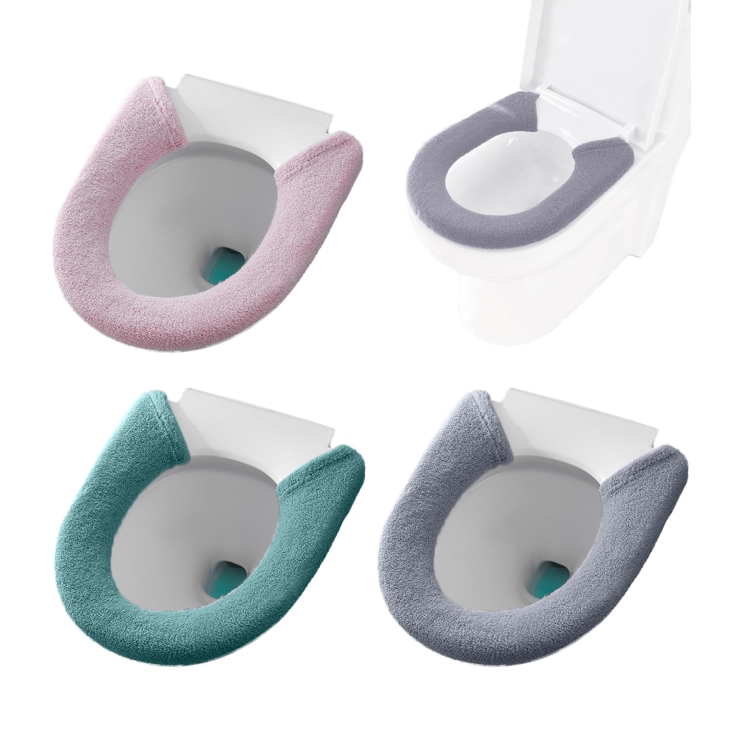 Coprisedile termico per WC, 3 pezzi, per WC, con bottone, morbido e confortevole, universale, per WC (3 colori)