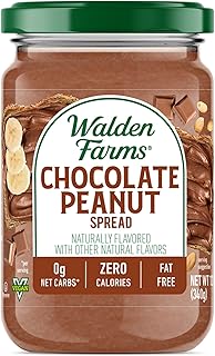 Walden Farms Chocolate Peanut Spread – Zero Calorie, Low Carb, Keto-Friendly, Vegan, Sugar-Free, Chocolate Peanut Flavor – 12 oz Bottle