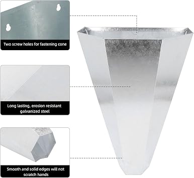 Poultry Processing Cone,Galvanized Steel Chicken Killing Cone for Humane Butchering, Rust-Proof Poultry Restraining Cone Holds Birds Up to 8lbs, for Chickens Turkeys Ducks Broilers, Easy to Clean
