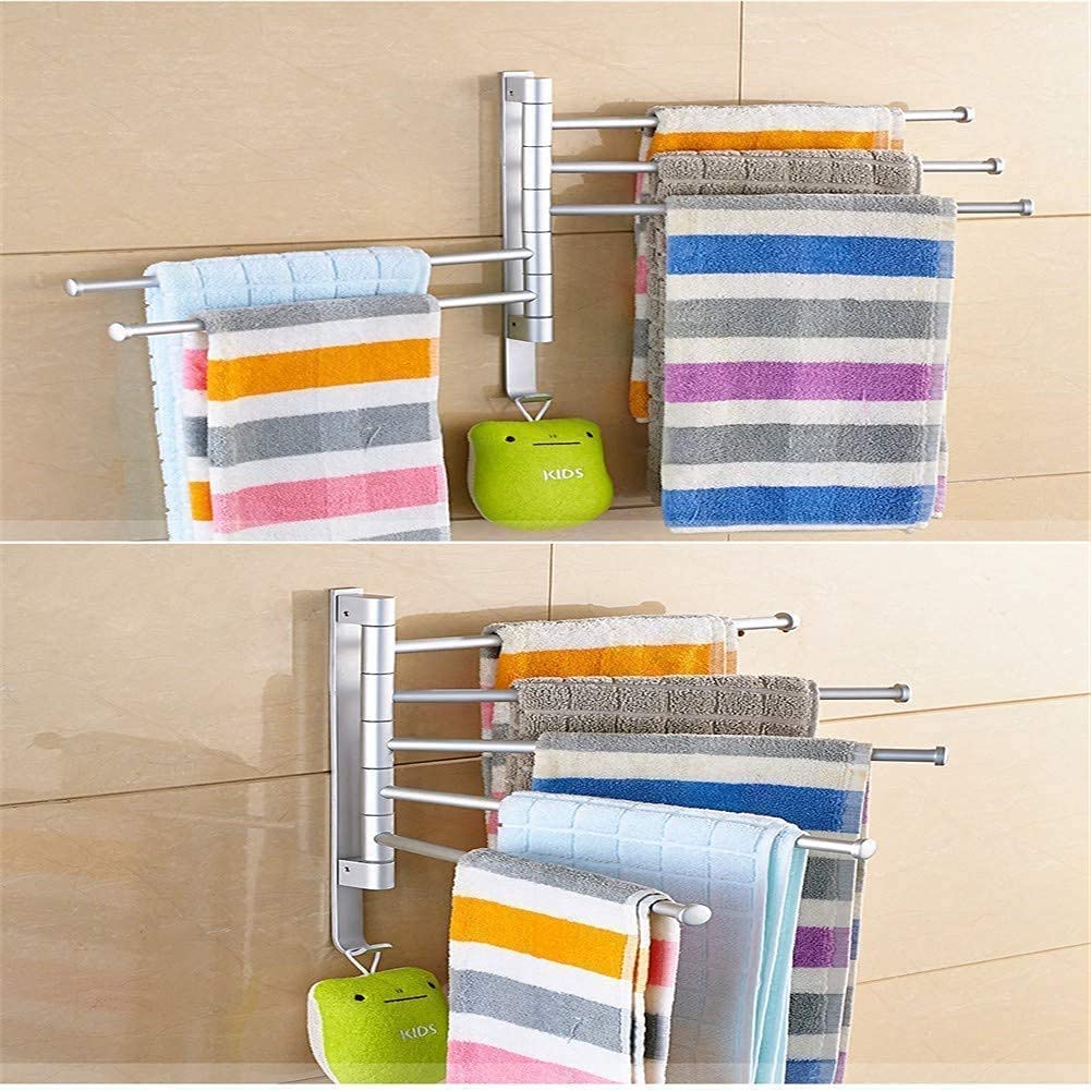 Rack Toallas Actividad Giratoria Toallero De 5 Barras Espacio Toalla Aluminio Brazo Plegable para Hotel Baño Cocina Accesorios De Baño