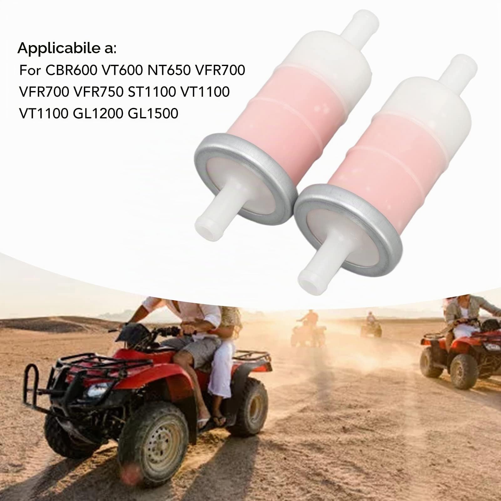 2 Pezzi Filtro Carburante Universale, 9,5mm 10mm Filtro Benzina 3/8 Pollice Elemento Lavabile Carburante Moto Filtro Liquido Gasolio per CBR600 VT600 NT650 VFR700 ST1100 VT1100 GL1200 GL1500