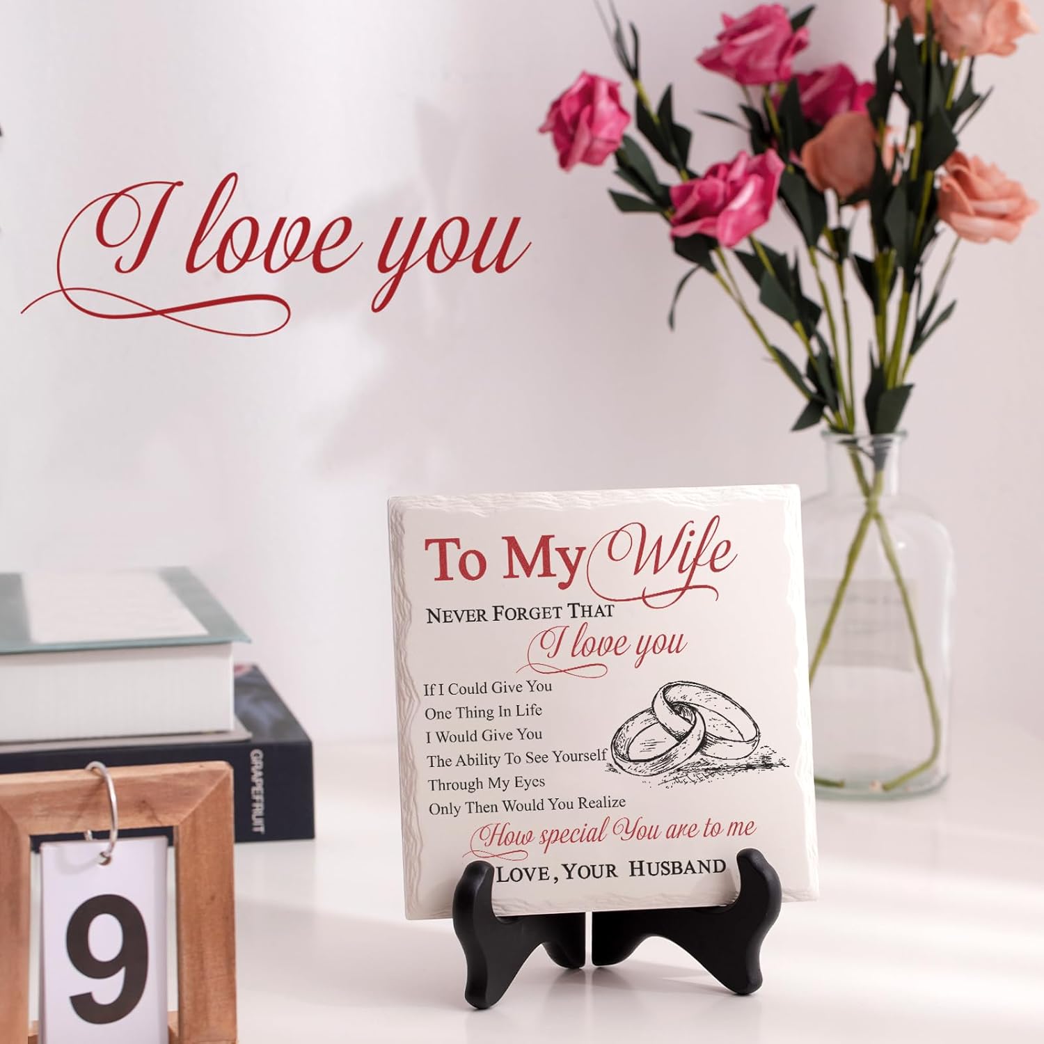 LukieJac Gifts for Wife from Husband Romantic Ceramic I Love You Gifts Plaque for Wife Birthday Gift Ideas, Valentines Day, Wedding Anniversary Home Decorations - Image 7