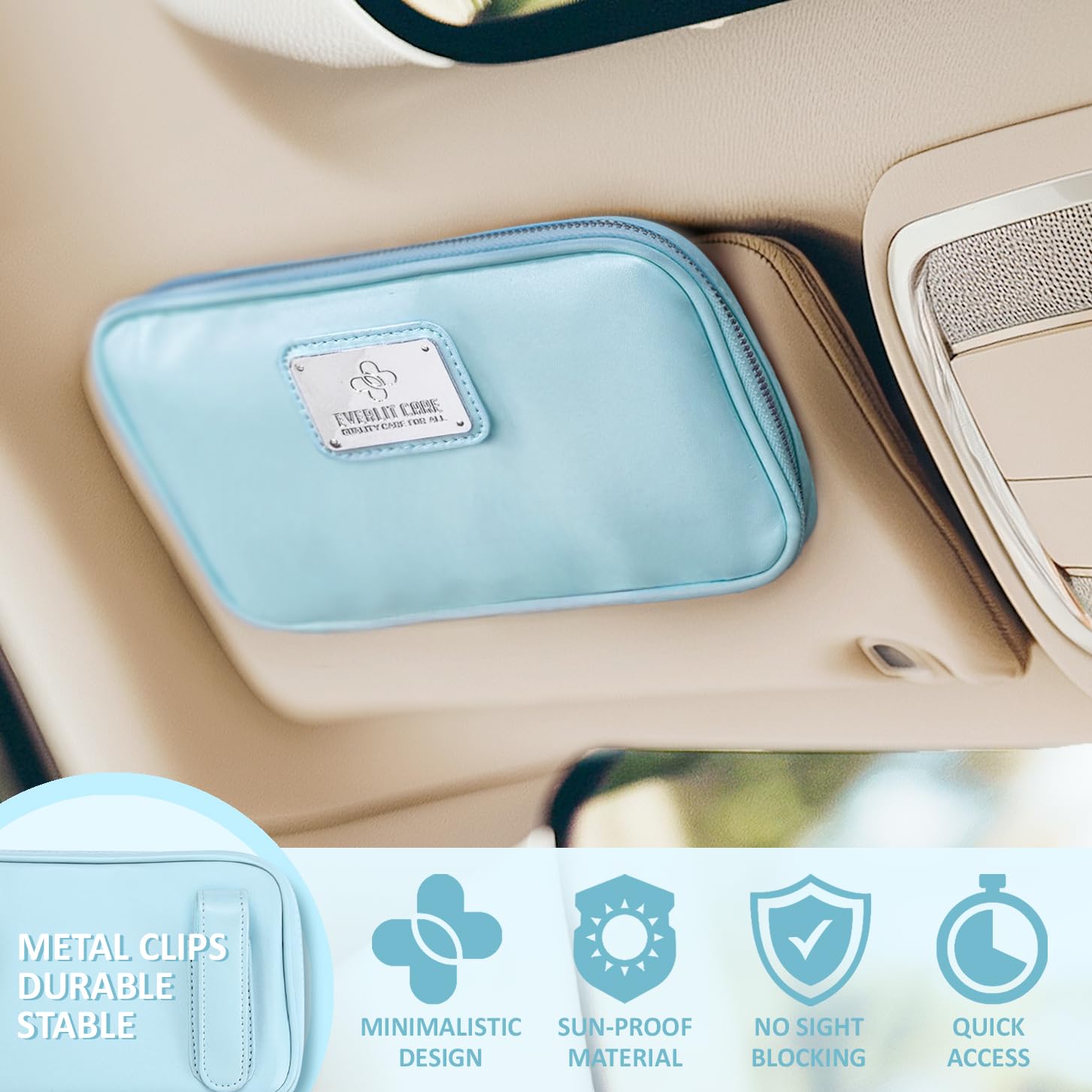 Everlit Care Kit de primeros auxilios para automóvil, visera solar, organizador de visera con múltiples bolsillos, bolsa de almacenamiento con herramientas de emergencia de supervivencia, incluye