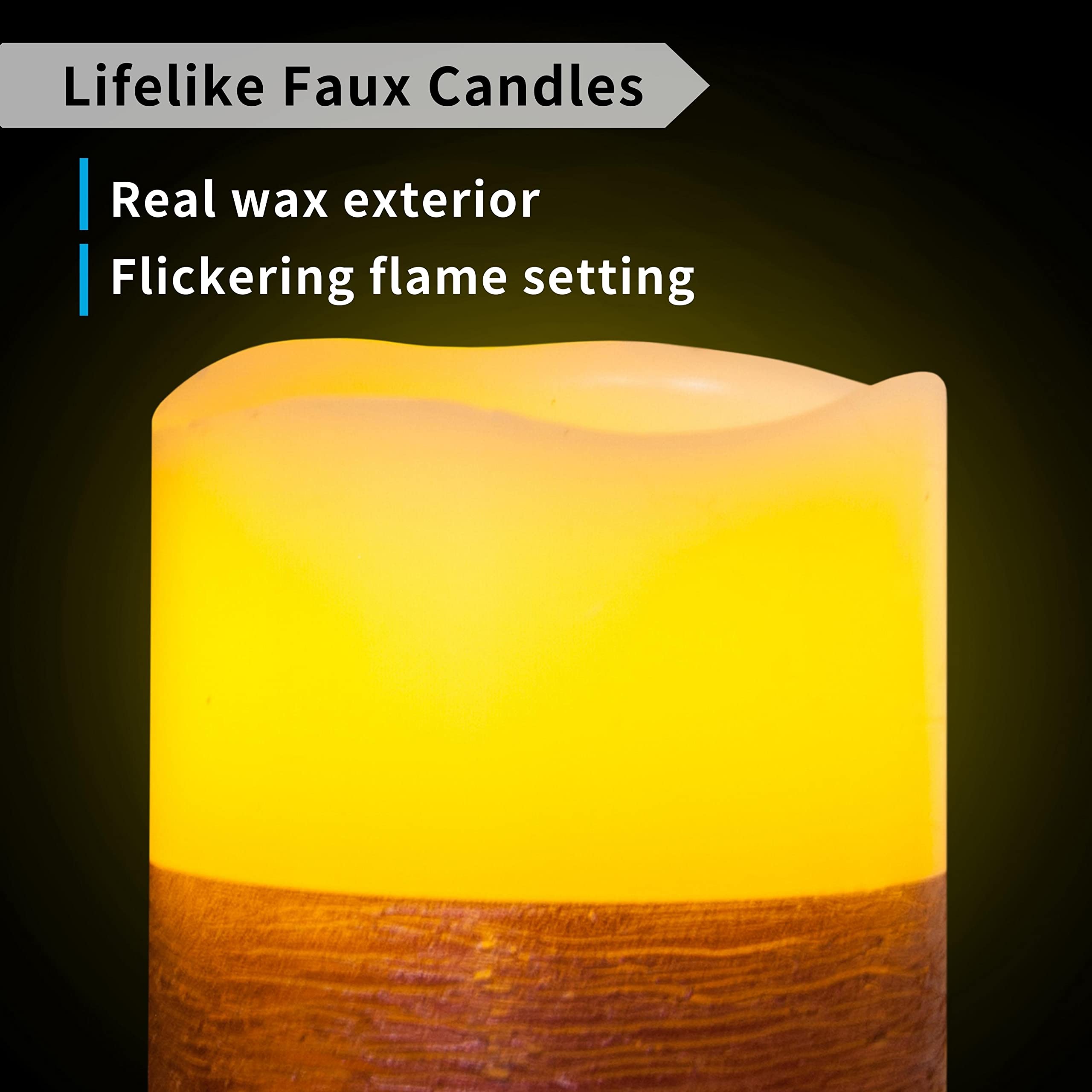 Furora LIGHTING - Candele LED senza fiamma con telecomando, set di 8 pezzi, in vera cera pilastri e candele votive LED con fiamma tremolante e timer, finitura rossa