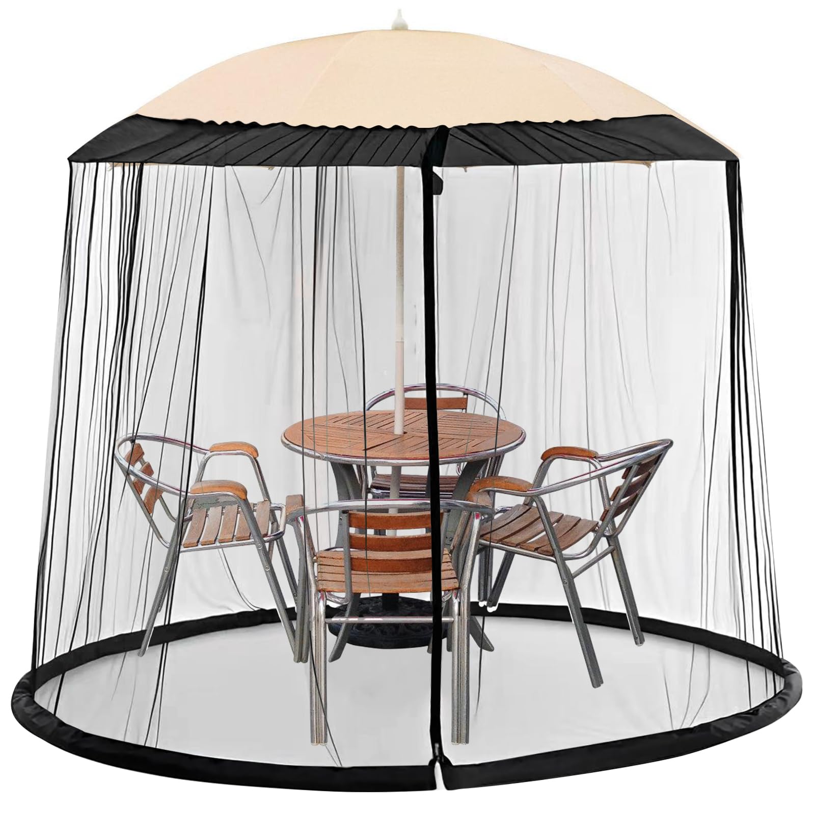Moustiquaire Pour Parasol, Moustiquaire De Parasol, Moustiquaire Exterieur Filet Anti-Moustiques Moustiquaire Réglable Pour Parasol De 230x300cm Parasols, Avec Fermeture Éclair, Moustiquaire Parasol