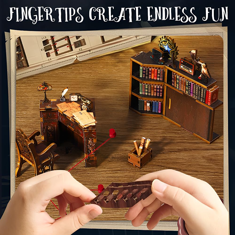 DIY Book Nook, model ADDLIVE Book Nook, miniaturowa biblioteka budowlana ze światłem LED, miniaturowe puzzle 3D, dla dorosłych i nastolatków od 14 lat