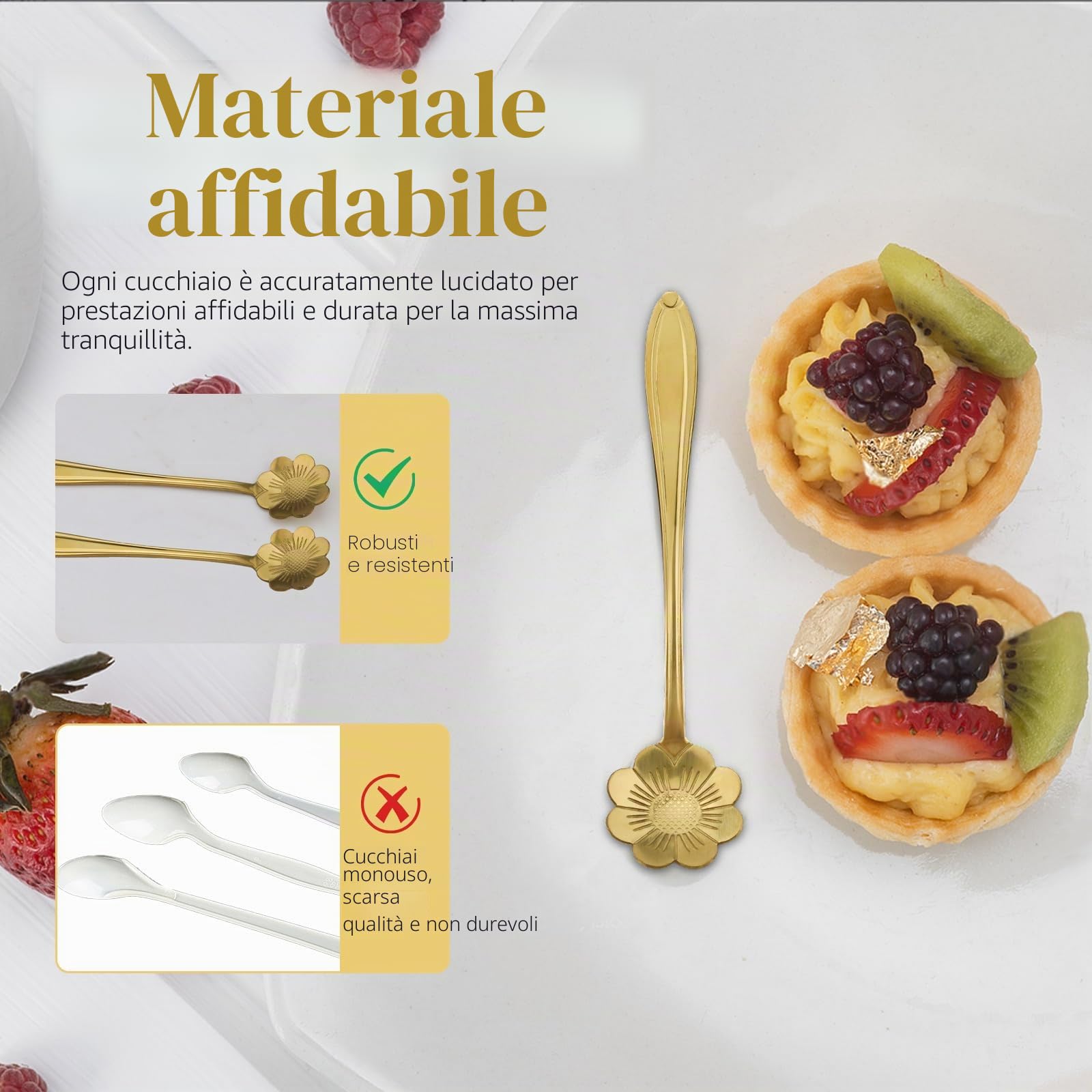 40 pezzi 4,9 '' riutilizzabili mini cucchiaini di caffè in metallo oro, cucchiaio per confetti in acciaio inossidabile per spezie di miele di zucchero di gelato per torta