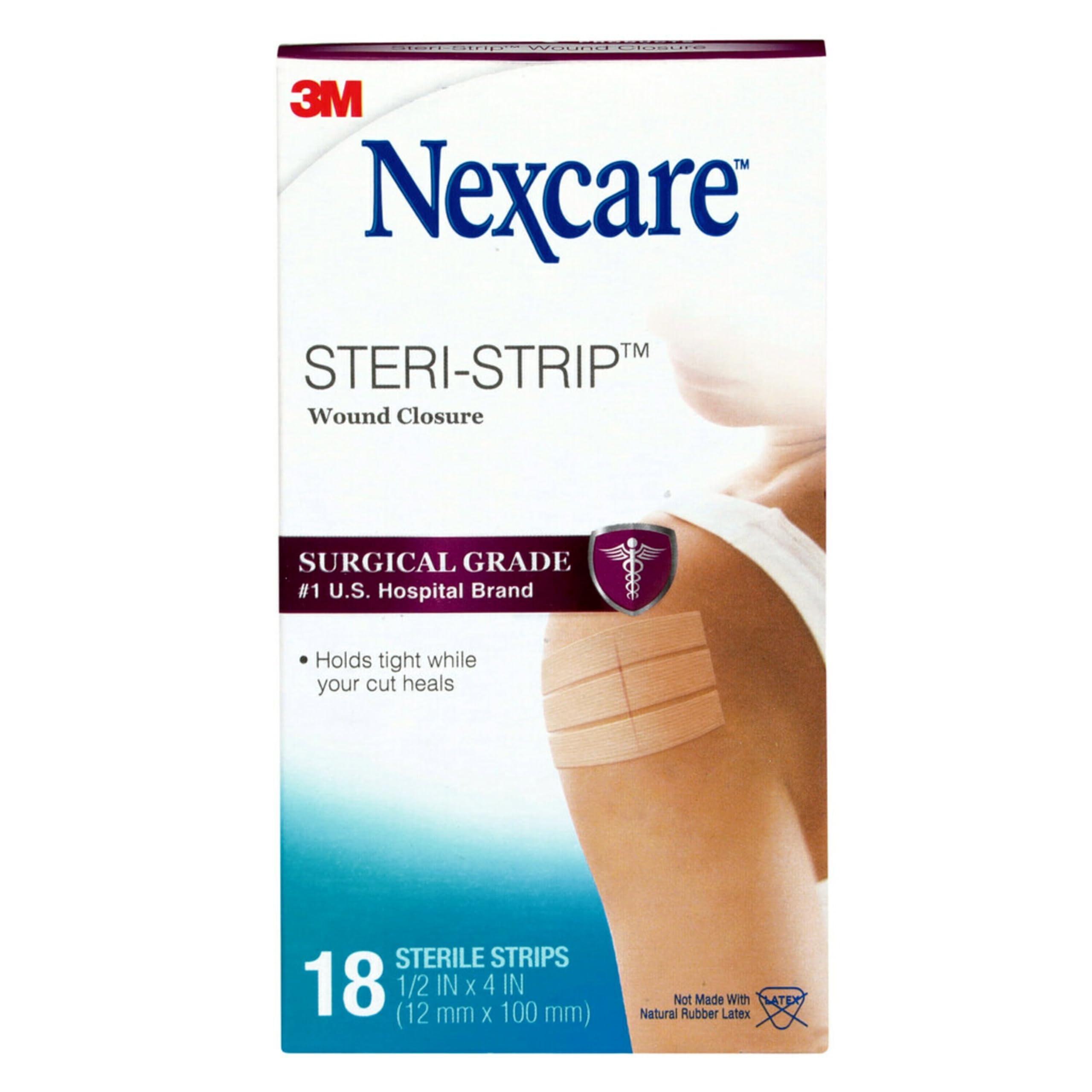 NexcareSteri-Strip Wound Closure Strips (Butterfly Closures) 1/2" x 4", 18 Count, Sterile Hypoallergenic Adhesive Closures for Small Cuts and Wounds