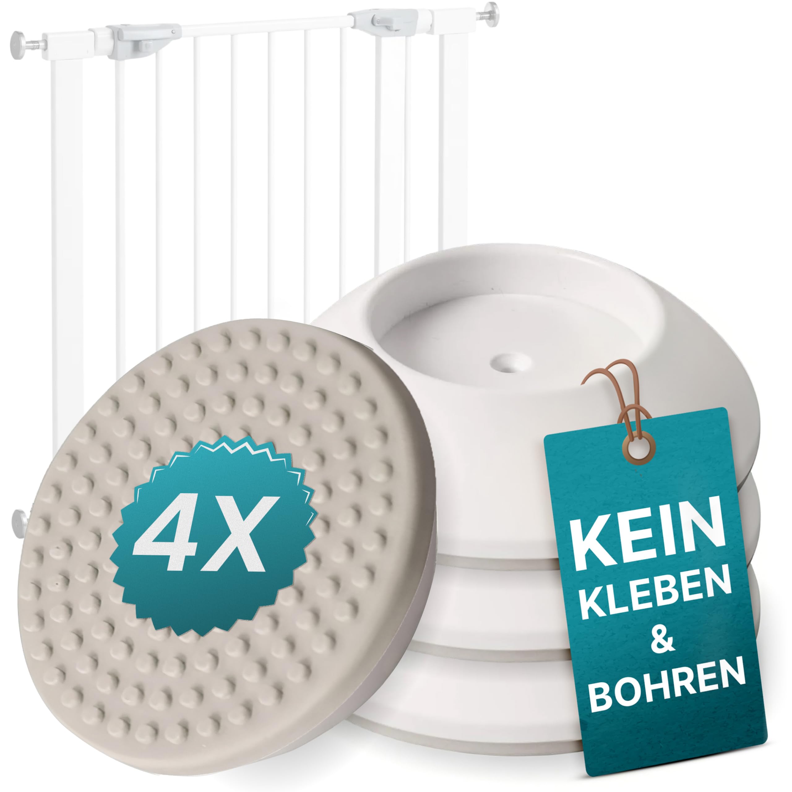 MOVOJA-MED 4 STK Wandschutz Treppengitter - Ohne Kleben & Bohren I Wandschutz Pads für Treppenschutzgitter Ohne Bohren I Elefantenfüße Türschutzgitter fur Türgitter Baby Kindertürengitter Babygitter