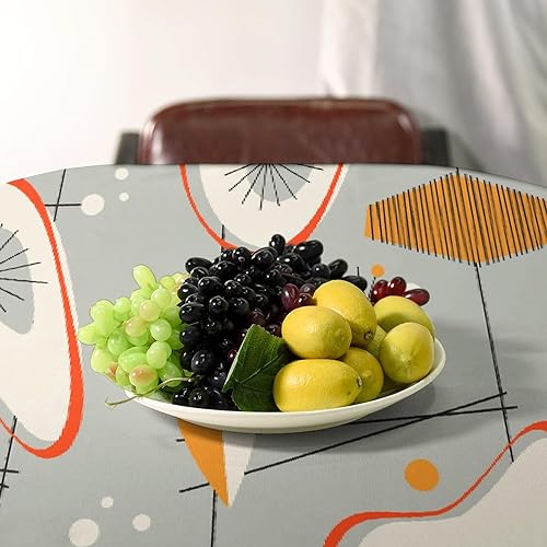 Miniatura 675 de Mantel floral hippie, diseño retro de los años 70, naranja, rosa, azul, floral, bohemio, estampado estético de margaritas, para fiesta, picnic