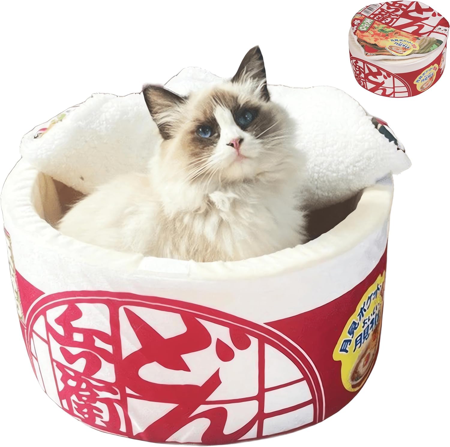 Cuccia per Gatti e Cani da Interno, Cuccia Gatto e cani, Igloo Per Gatti In Peluche Caldo e Accogliente con cuscino imbottito rimovibile e lavabile (Rosso, L)