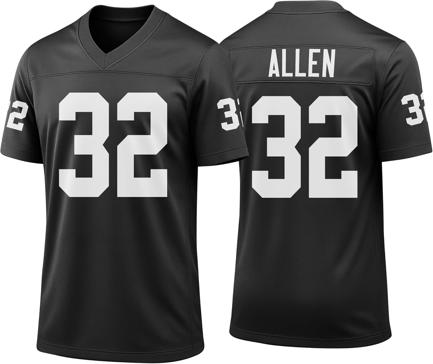 Custom Mens/Youth Football Stitched T-Shirt for Sports Fan Black & Silver No Brand/Logos Gift Great for Game Day