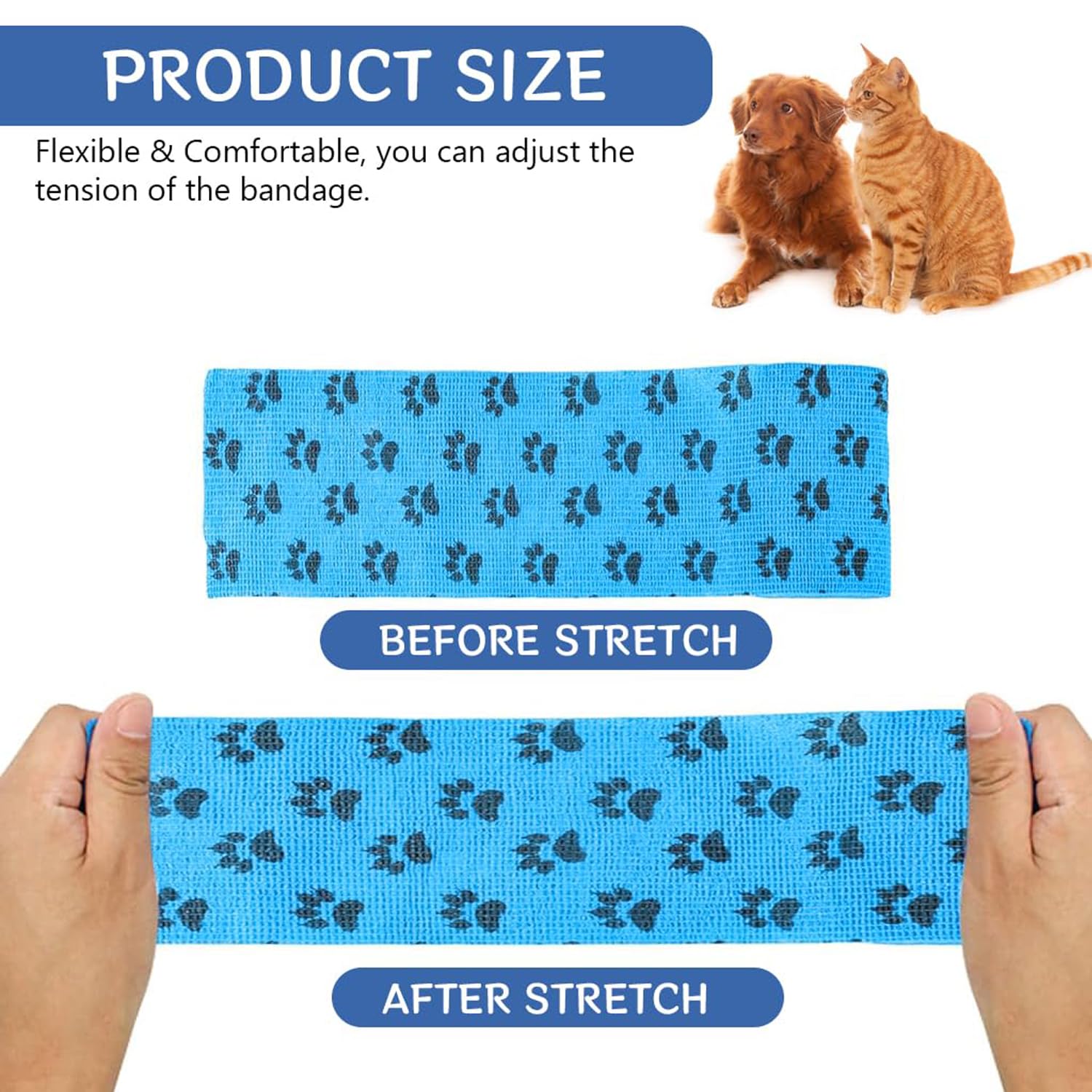 YUISI Pack Of 4 Cohesive Bandage, Vet Tape Wrap, Self Adhesive Bandage Wrap, Non-Woven First Aid Tape For Person Dogs Horses Cat & Animal Ankle Sprains & Swelling (10cm × 4.5m) 3