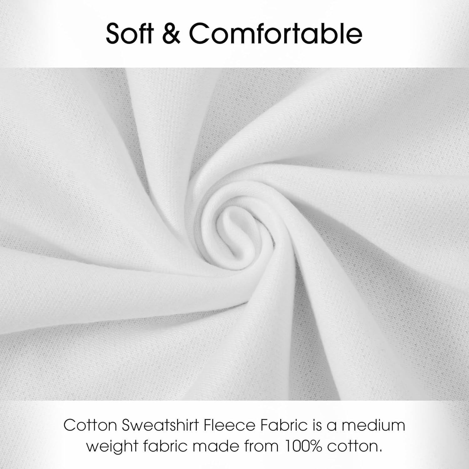 Pico Textiles 10 Yards Bolt - White Cotton Sweatshirt Fleece Fabric - Sold by The Bolt - Ideal for Hoodies, Pullovers, Sweatshirts and Sweatpants