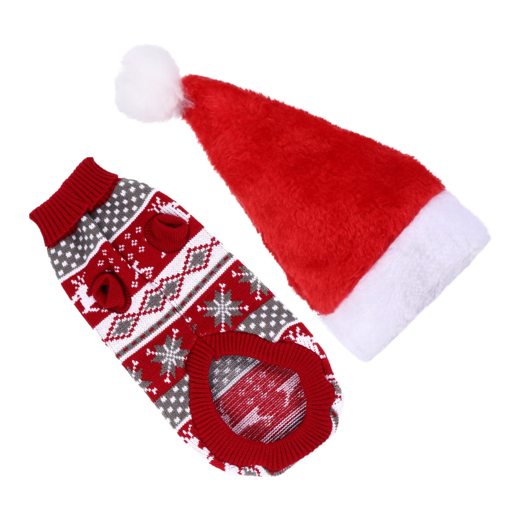 HMJGDHX 2 Pezzi di Renne per Animali Domestici Maglione e Cappello Natalizi per Cani Caldi per Cuccioli per Abiti Natalizi per Animali Domestici e Occasioni Invernali