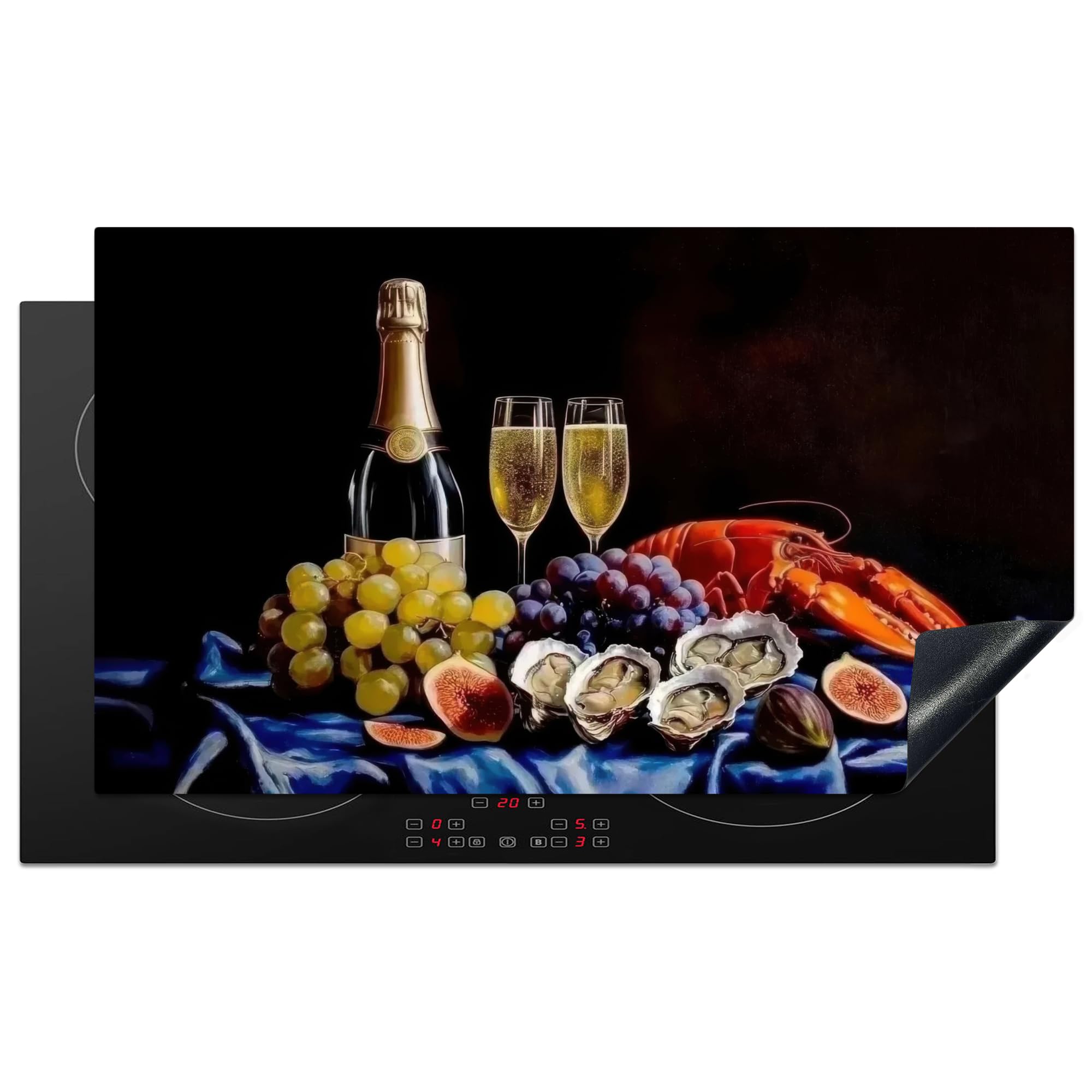 KitchenYeah© Induction Hob Protector Mat 20.8"x36" / 91.6x52.7 cm Stove Cap Top Cover Kitchen Cooker Covers for Electric Hobs Vinyl Champagne - Oysters
